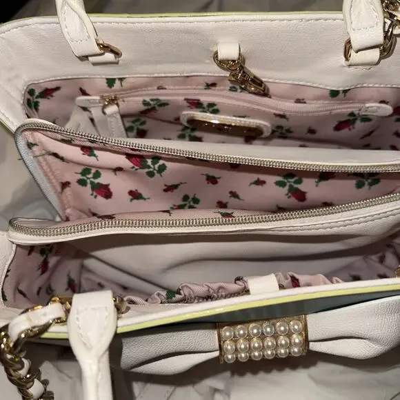 Betsy Johnson Bow Satchel Bag – CLEAN – Pastel Rainbow Ombré – Pearl Detail - Picture 11 of 15